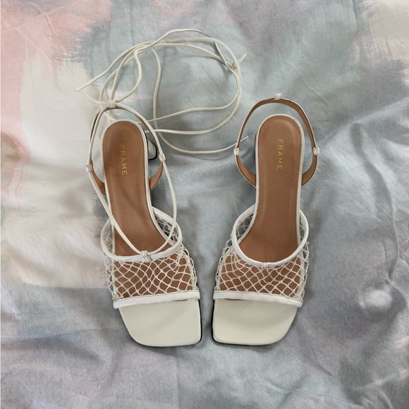 Frame Le Adelaide crochet ankle wrap sandals